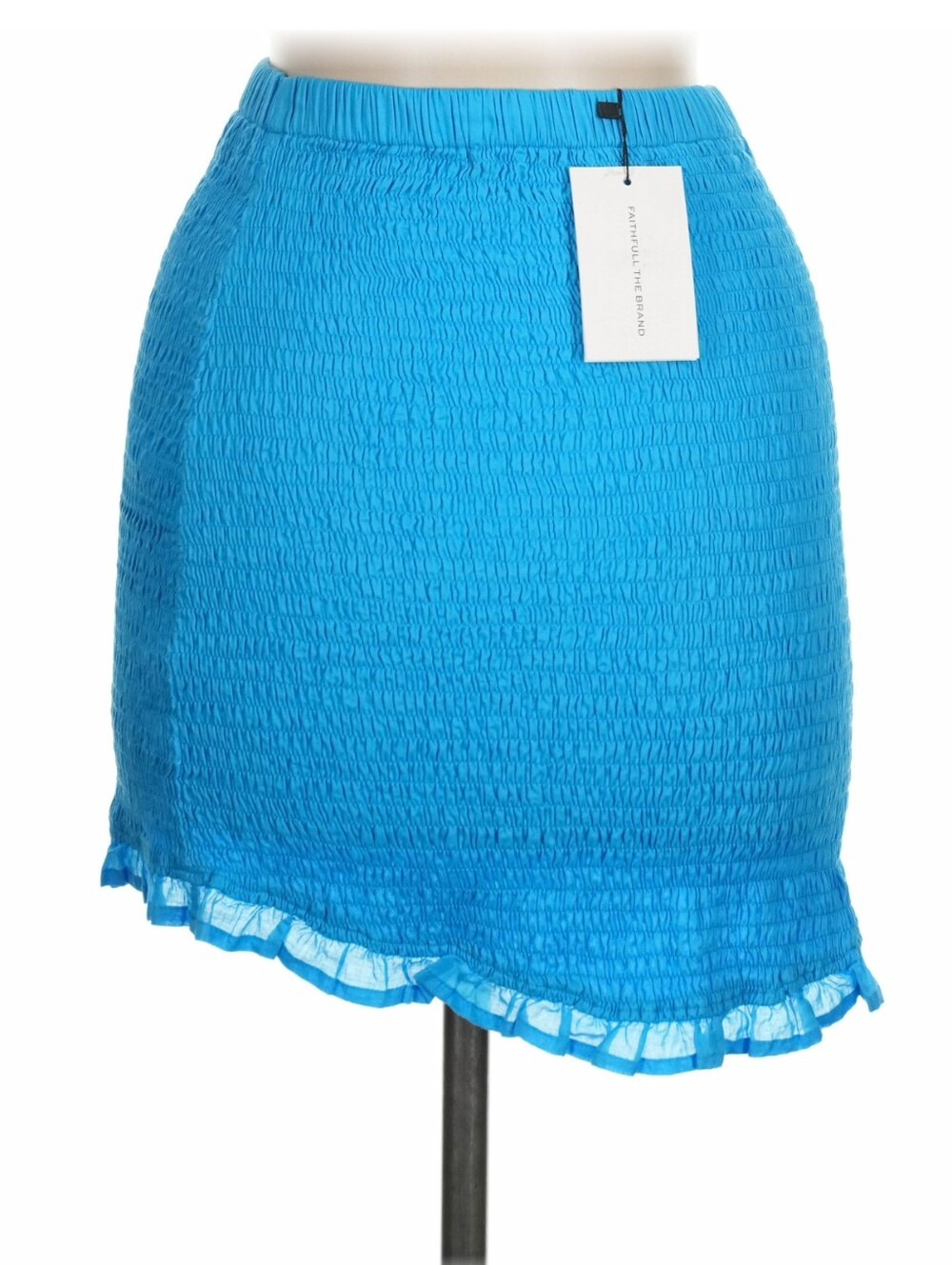 Faithfull The Brand Esti Smocked Mini Skirt Turquoise Blue 4 S NWT